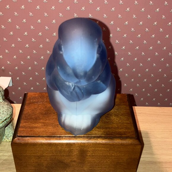 Vintage Paden City Glass Frosted Blue Rabbit Cotton Ball Holder 1930’s - Picture 6 of 10